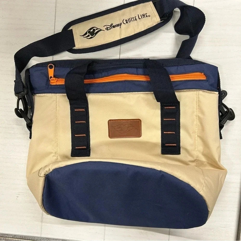 Disney Cruise Line Poly Peva Insulated Cooler Bag Navy and Cream EUC